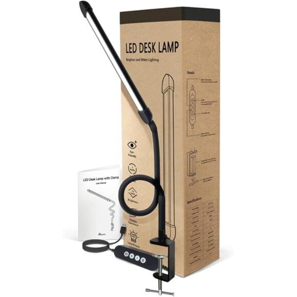 LED Desk Lamp with Clamp, Clamp Light with 30 Adjustable Color Modes, Clip on - Picture 7 of 7